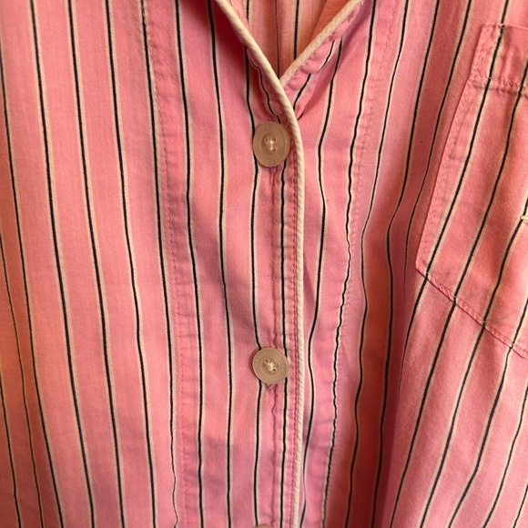 SOLD Lauren Ralph Lauren Size Large Pink Stripe Pajama 2Piece Capri Set Monogram - Picture 9 of 13